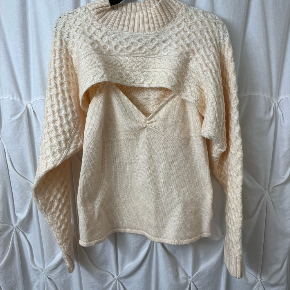 ASTR Cream Cable-Knit 2 piece Sweater top - Women